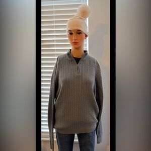 Pendleton Gray Zip-Up Cable Knit Sweater